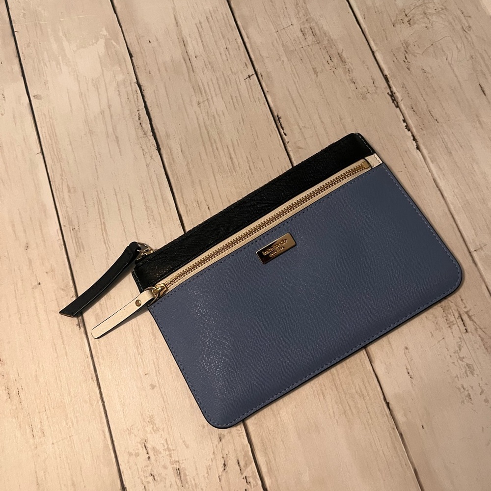 Kate Spade Blue wristlet/ wallet with Metallic Accents